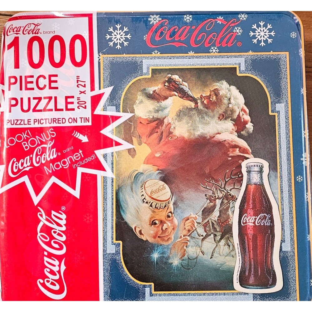 Vintage Coca Cola 1000 piece Christmas puzzle Santa 1998 New in tin